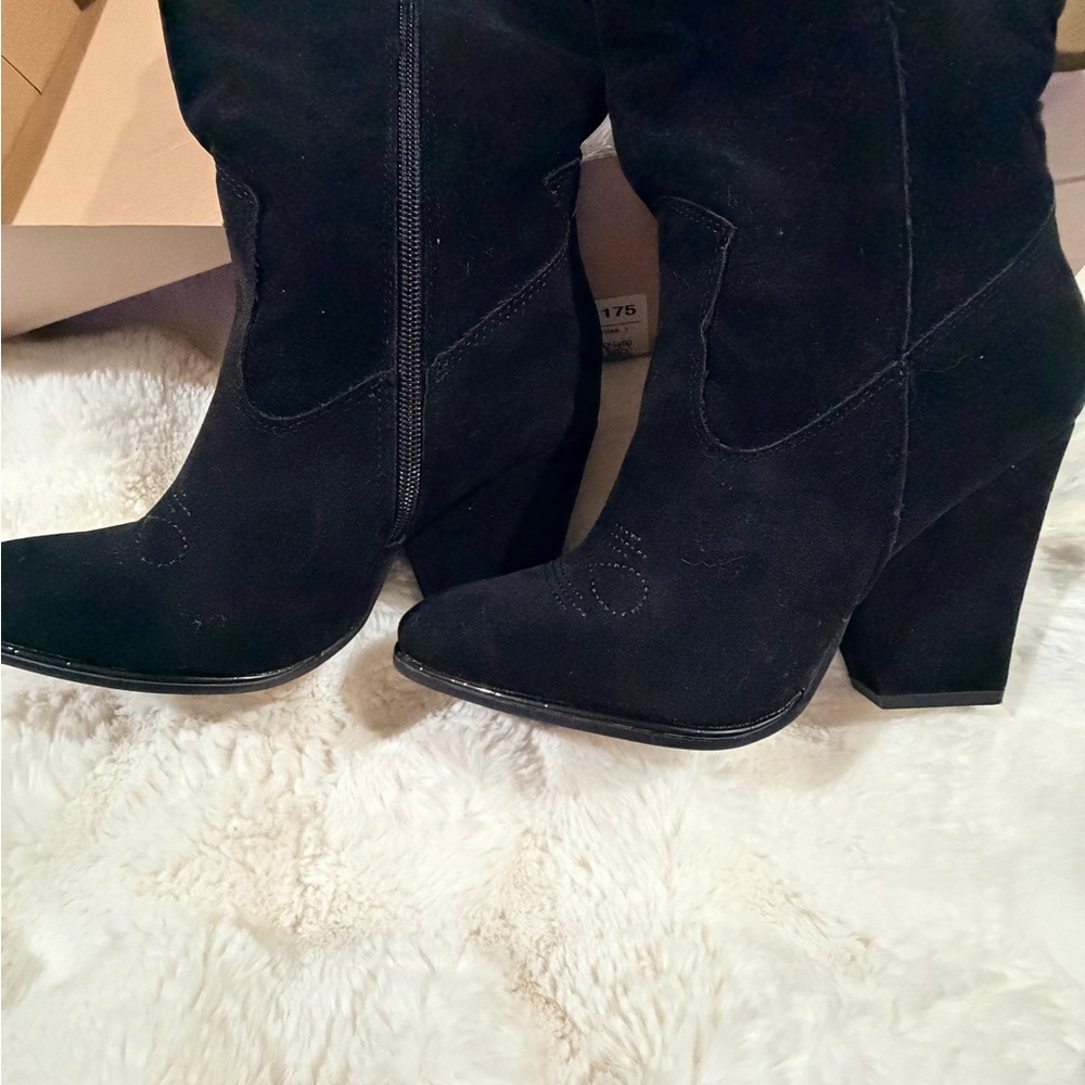 JustFab Western Black Heeled Boots